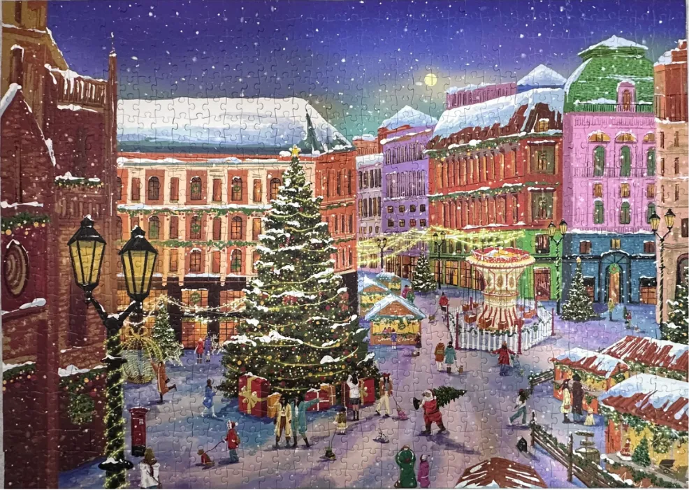 Christmas Square on a Snowy Ni