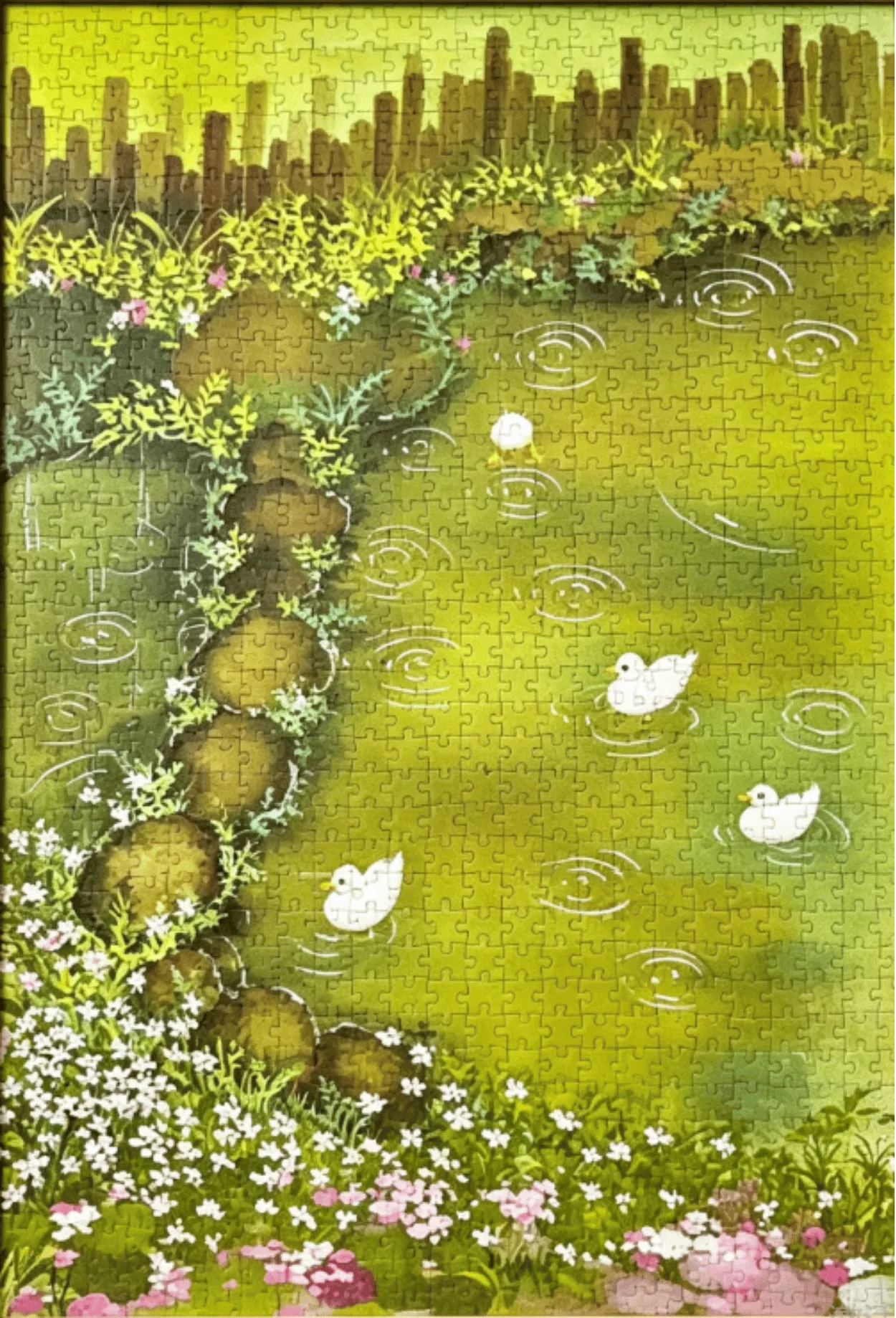 Sring Ducks by Bamboo Fence Pu